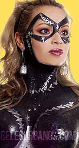 Blonde Catwoman bodypainting