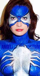 Blue & Gray Spiderwoman bodypainting