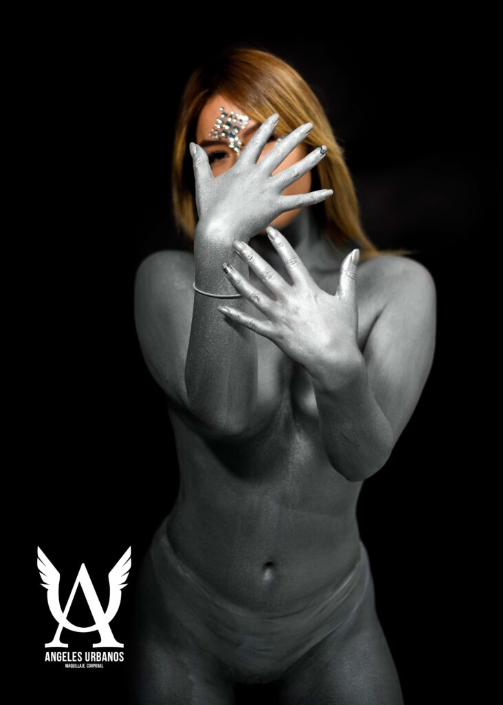 body painting silver